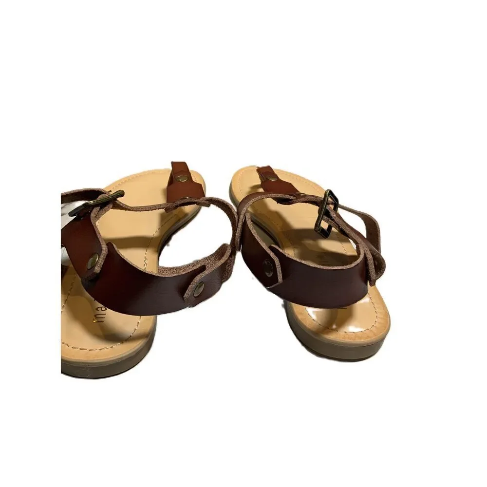 Madden Girl Brown Flat Sole Ankle Strap‎ Toe Loop Sandals Size US 8.5